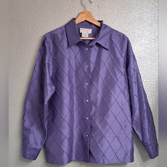 Vintage Silk Club Collection Lavender Diamond Blouse - Picture 1 of 5